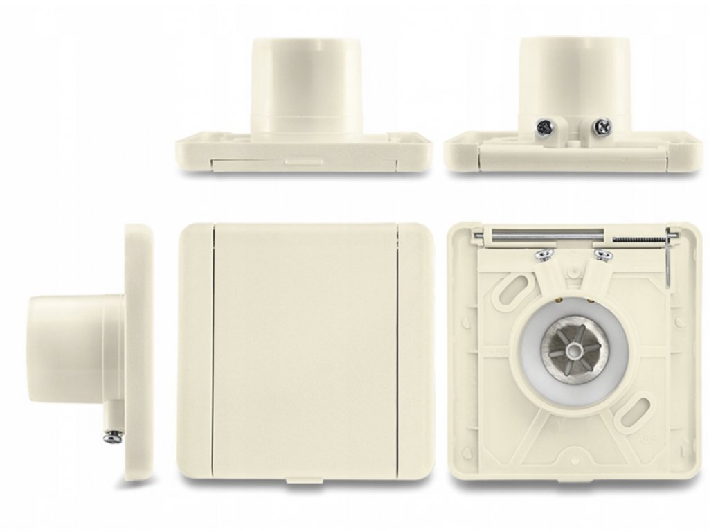 Zásuvkový komplet SQUARE (9x9 cm) - Mandlová vysavačová zásuvka včetně stěnové základny.