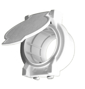 Vysavačová zásuvka nástěnná - bílá, určeno pro povrchovou montáž.