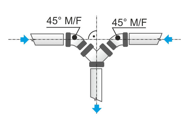 Odbočka 45° oboustranná Y s nepřilnavým povrchem. 