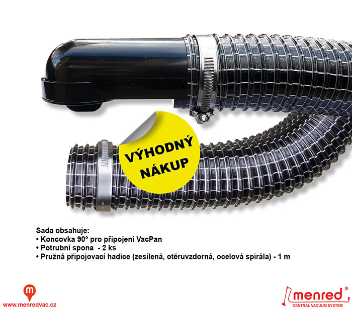 Ohebná hadice (zesílená) s koncovkou pro připojení podlahové štěrbiny - VacPan s nepřilnavým povrchem.
