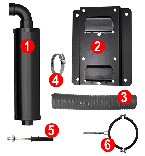 Centrální vysavač MENRED CVS 1200 + Sada příslušenství pro centrální vysávání PREMIUM s hadicí 9,1 m (11 ks), Instalační sada potrubí: 12 m - 1x zásuvka.