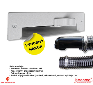 Podlahová štěrbina VacPan - Bílá - Instalační komplet s flexi hadicí s koncovkami. Nepřilnavý povrch.