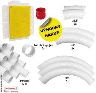 Sada potrubních dílů (12 m) - pro instalaci skryté hadice ve zdi Retraflex 9 m, určené k centrálnímu vysávání