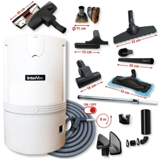 Centrální vysavače Condovac 660 (660 AW) + Sada příslušenství pro centrální vysávání ELITE s hadicí 9,1 m (12 ks).